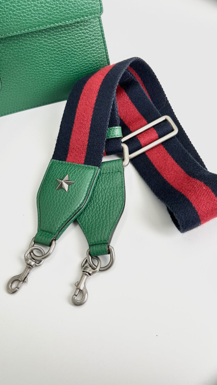 Preowned. Gucci Horsebit Bamboo Top Handle Green. 448075-591693|4445