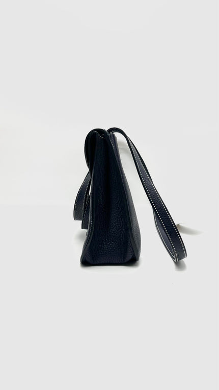 Preowned. Hermes Halzan 31 Blue Indigo Togo PHW. TBT009TD|15676