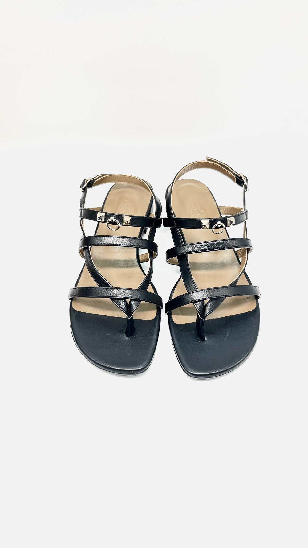 Preowned. Hermes Corried Cyan Strap Sandals Black. 38.5|10400