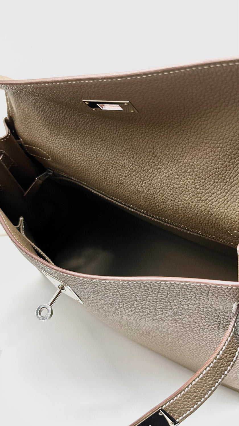 Preowned. Hermes Kelly 32 Etoupe Togo PHW. RM144|13073