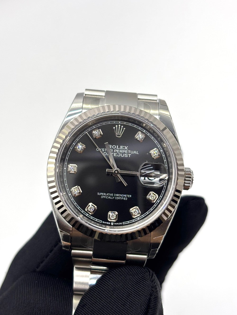 Brand New. Rolex Datejust Black Dial Diamonds Steel Oyster Bracelet 36MM 2025|16847