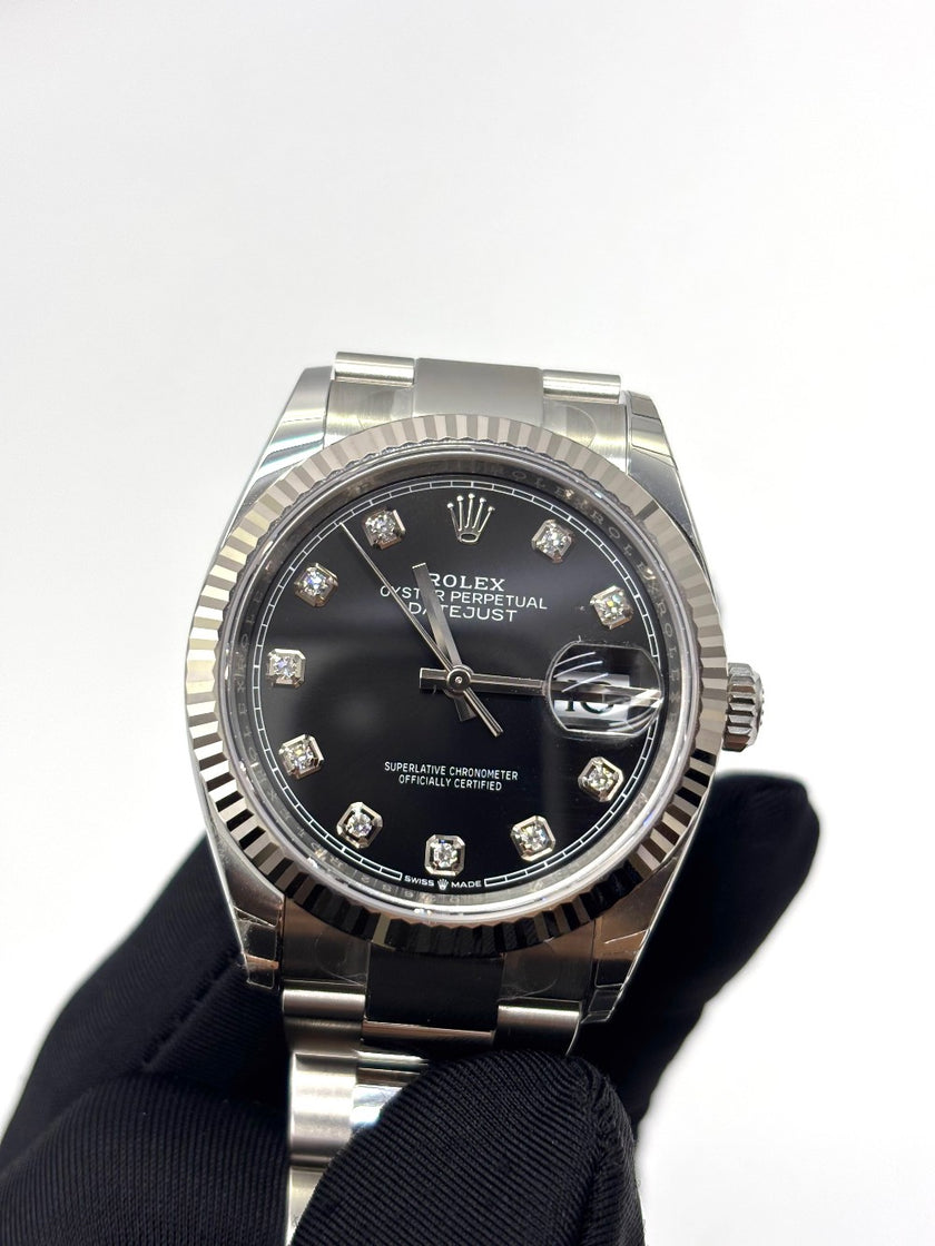 Brand New. Rolex Datejust Black Dial Diamonds Steel Oyster Bracelet 36MM 2025|16847