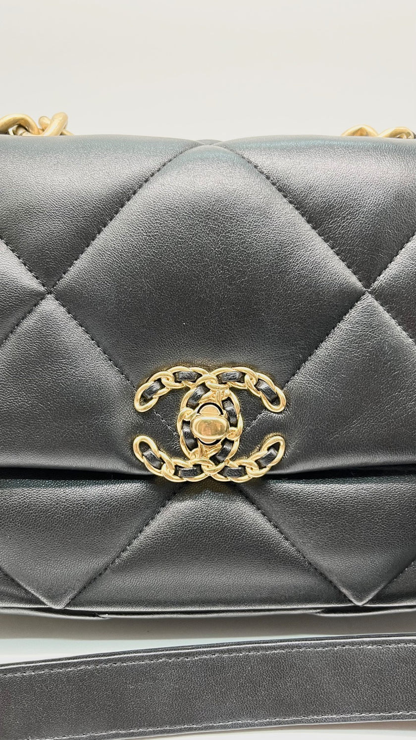[SALE] Brand New. Chanel C19 Flap Small Black Lambskin SHW/GHW. J7P5JPKG|10334