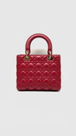 Preowned. Lady Dior Medium Lambskin Red GHW. 18MA0199|11611
