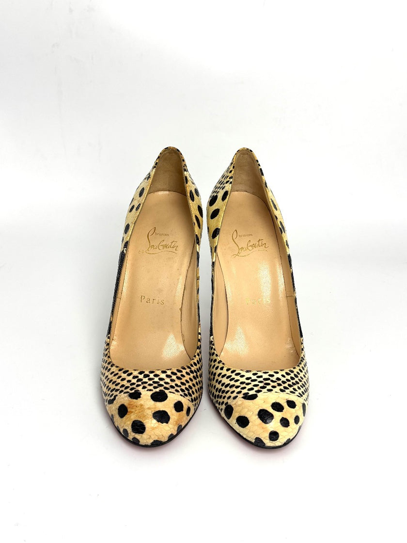 Preowned. Louboutin Heel Snake/Phyton. 37|11034