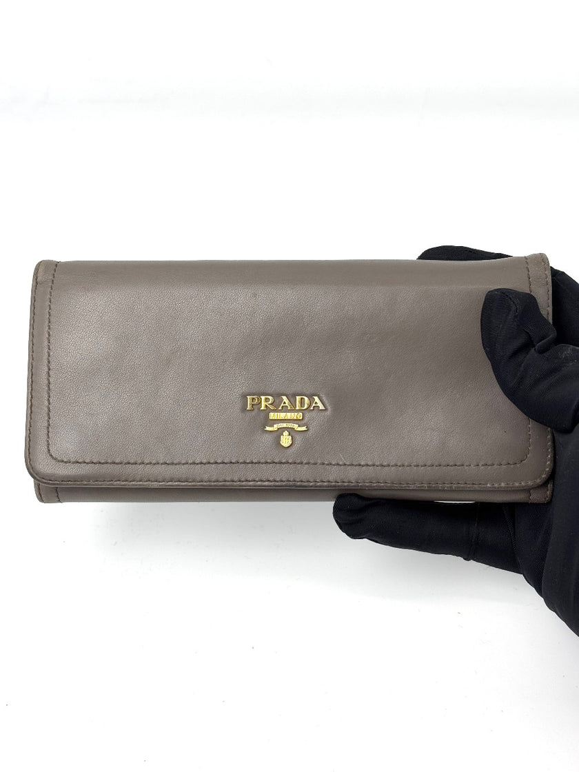 Preowned. Prada Long Wallet Gray|7006