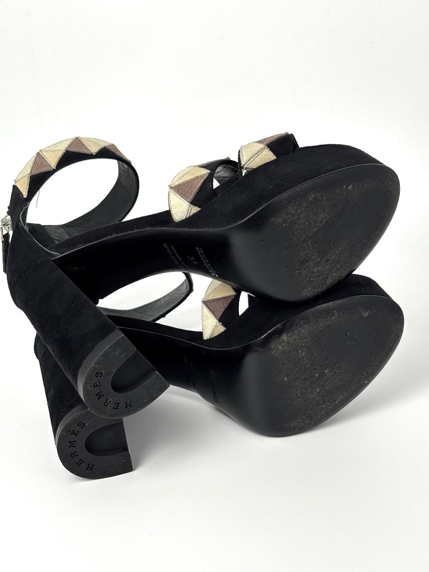Preowned. Hermes Heels Black. 37|8965
