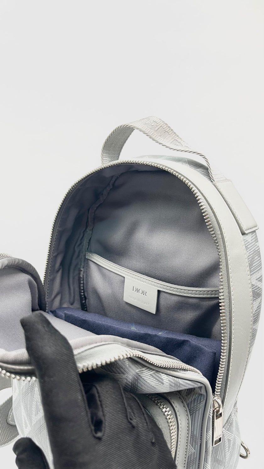 Like New. Dior Mini Rider Grey Coated Canvas Calfskin|14962