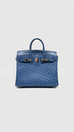 Like New. Hermes Birkin 25 Ostrich Blue Brighton PHW. DSA365XI|12979