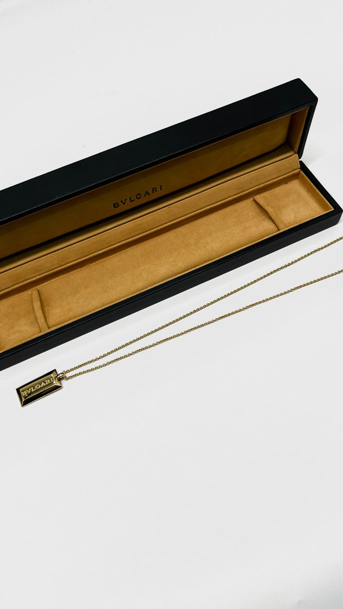 Preowned. Bvlgari Ingot Bar Pendant Necklace YG 18K|11328