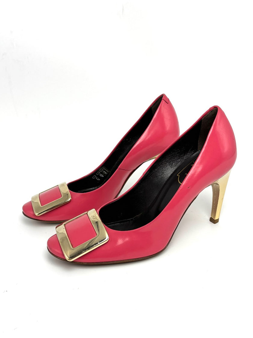 Preowned. Roger Vivier Low Heel Patent Pink. 35|10639