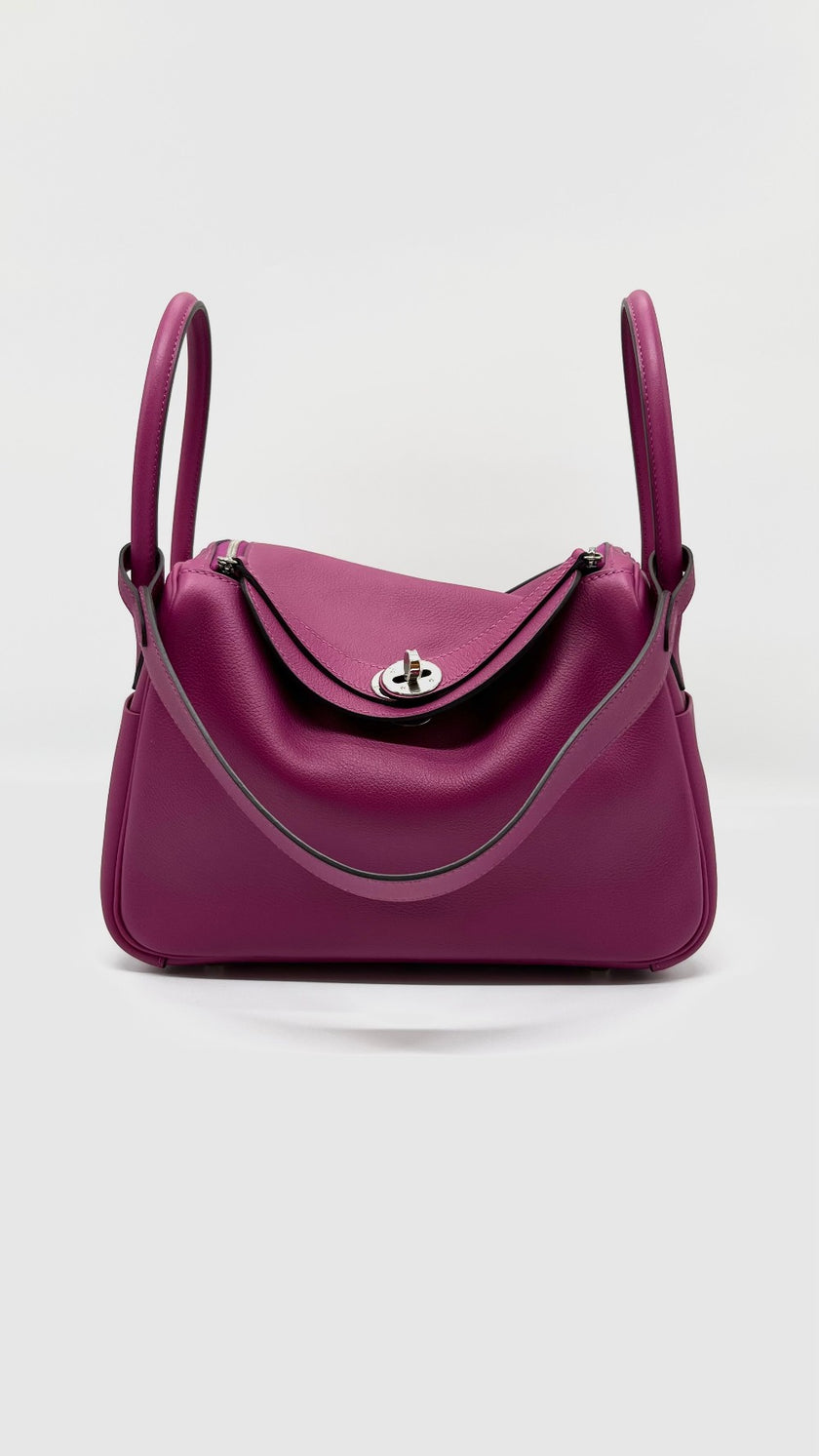 Like New. Hermes Lindy 26 Rose Poupre Evercolor PHW. ANN009BC|5232