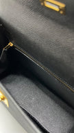 Preowned. Hermes Kelly 25 Black Epsom Sellier PHW. CPY539DQ|5466