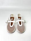 Brand New. Alaia Ballet Flats Fishnet Patent White Calfskin. 37|7356