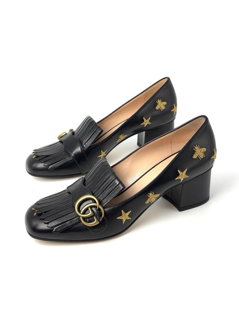 Unused. Gucci Bee Star Mid Mule Black. 40.5|8607