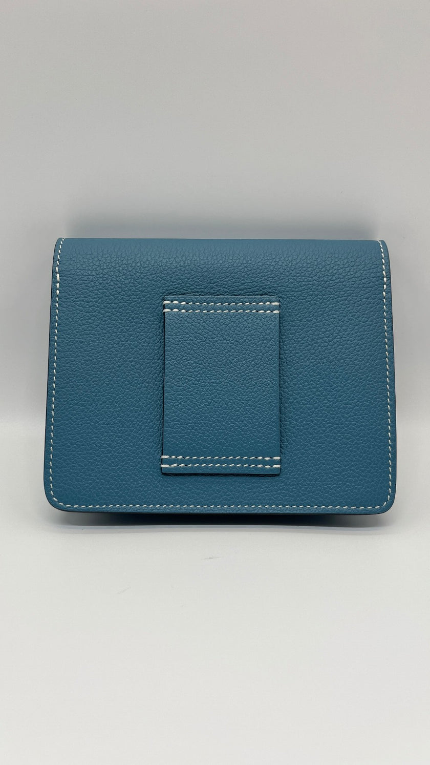 Brand New. Hermes Roulis Slim Passant Blue Jean. BAM011UH|5387
