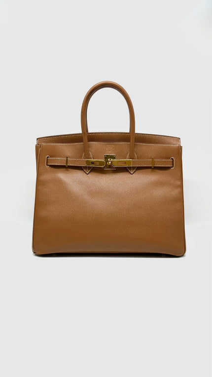 Preowned. Hermes Birkin 35 Gold Epsom GHW. square B33C|10459