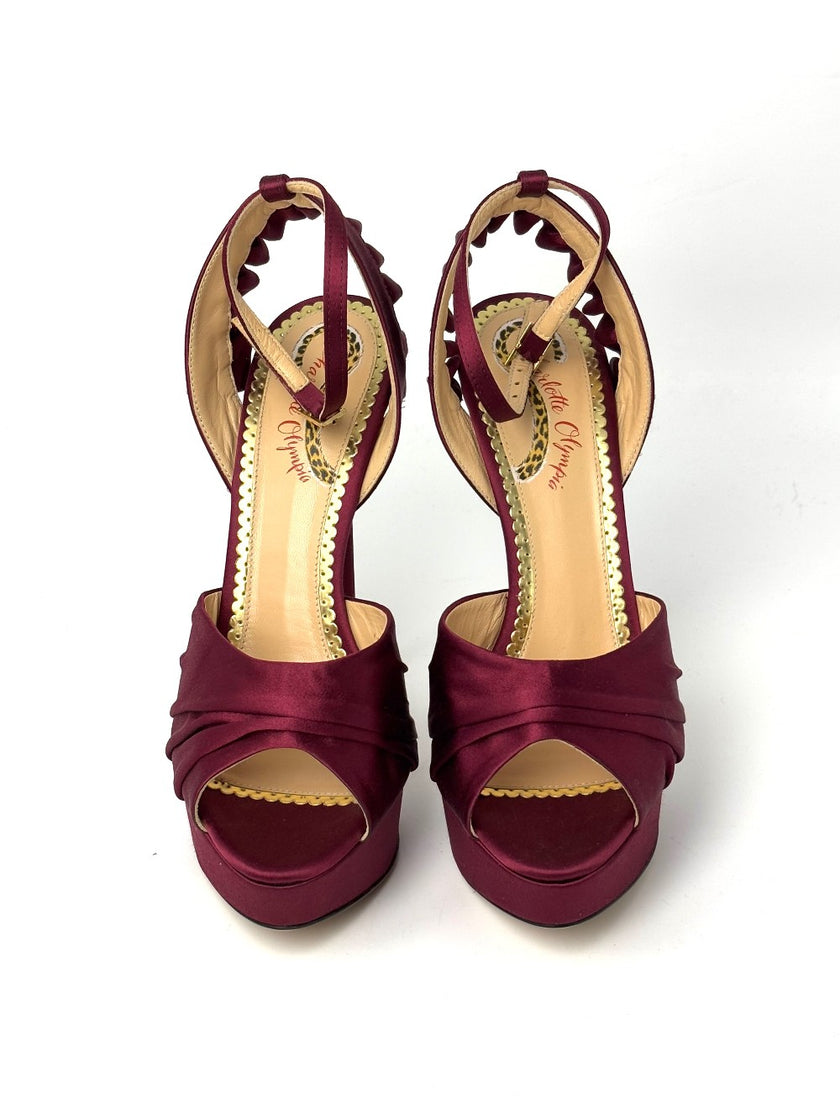 Brand New. Charlotte Olympia Heel Maroon. 39|8574