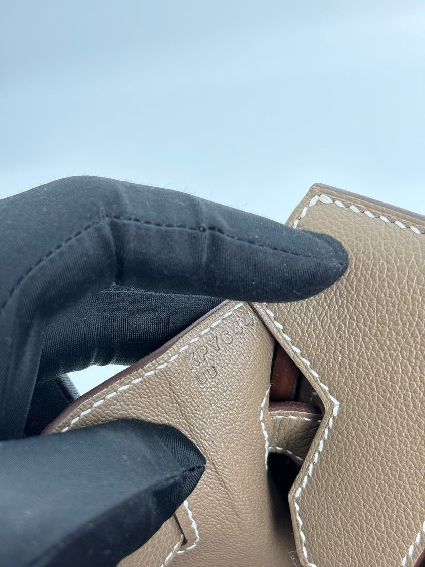 Brand New. Hermes Birkin Shoulder 29 Etoupe GHW. KPY644UU|3287