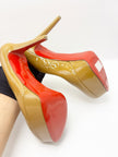 Unused. Christian Louboutin Bianca 140 Pumps Camel Patent. 39|17853