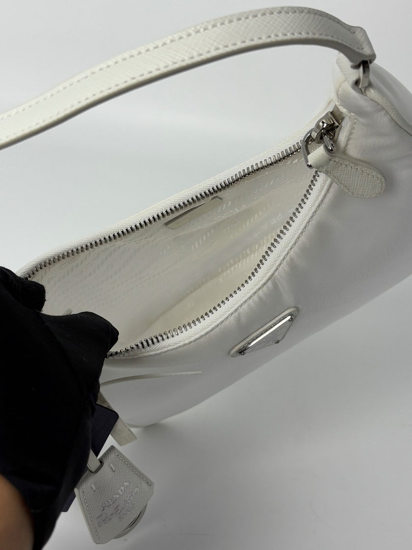 Brand New. Prada Re Edition Nylon Shoulder Bag White. 25|8112