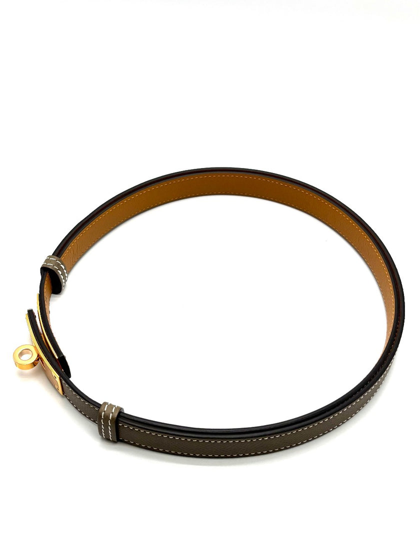 Brand New. Hermes Kelly Belt Etoupe RGHW. KAM440UH|17035