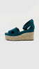 Preowned. Hermes Elda Espadrille Wedge Sandals Vert Oxford. 36|6916