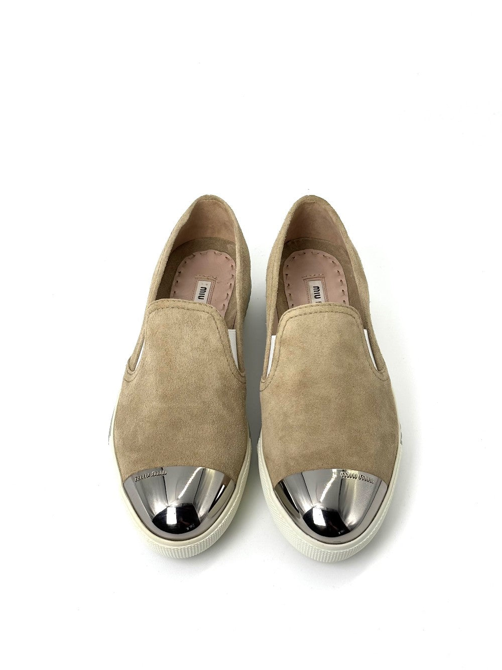 Brand New. Miu Miu Slip On Suede Beige. 37|7337