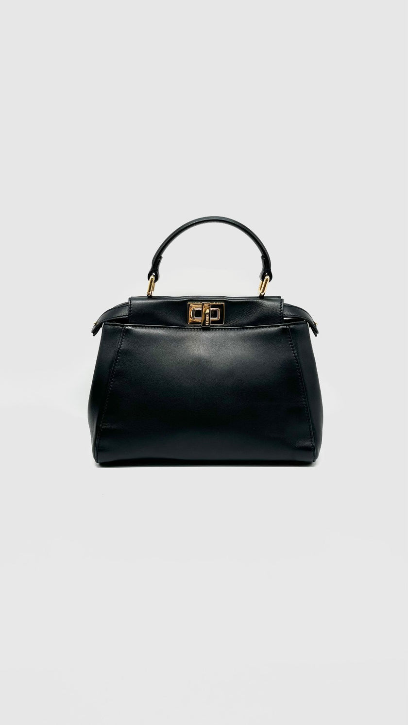 Preowned. Fendi Peekaboo Mini Black Nappa Leather Ghw. 8BN244|11981