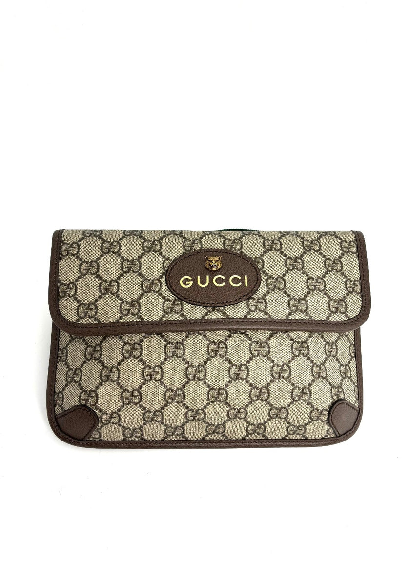 Brand New. Gucci GG Supreme Web Neo Vintage Beltbag in Brown Coated Canvas|12852