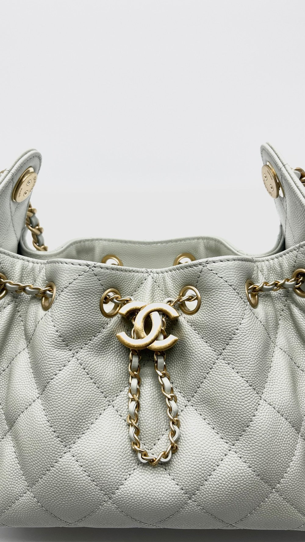 Like New. Chanel C25 Mini Light Green Caviar GHW. CK0UE6LE|16602