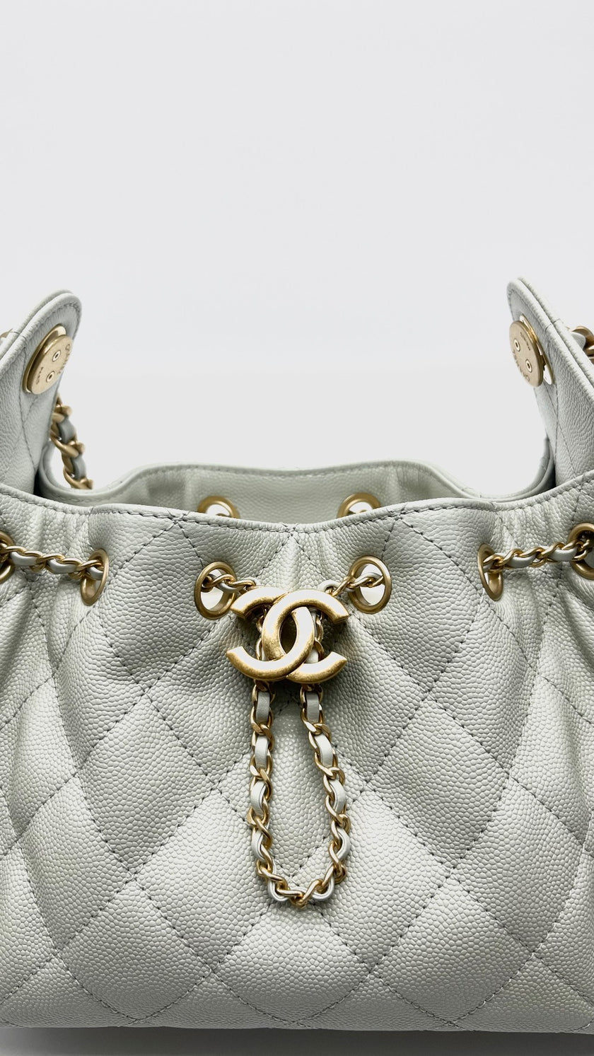 Like New. Chanel C25 Mini Light Green Caviar GHW. CK0UE6LE|16602