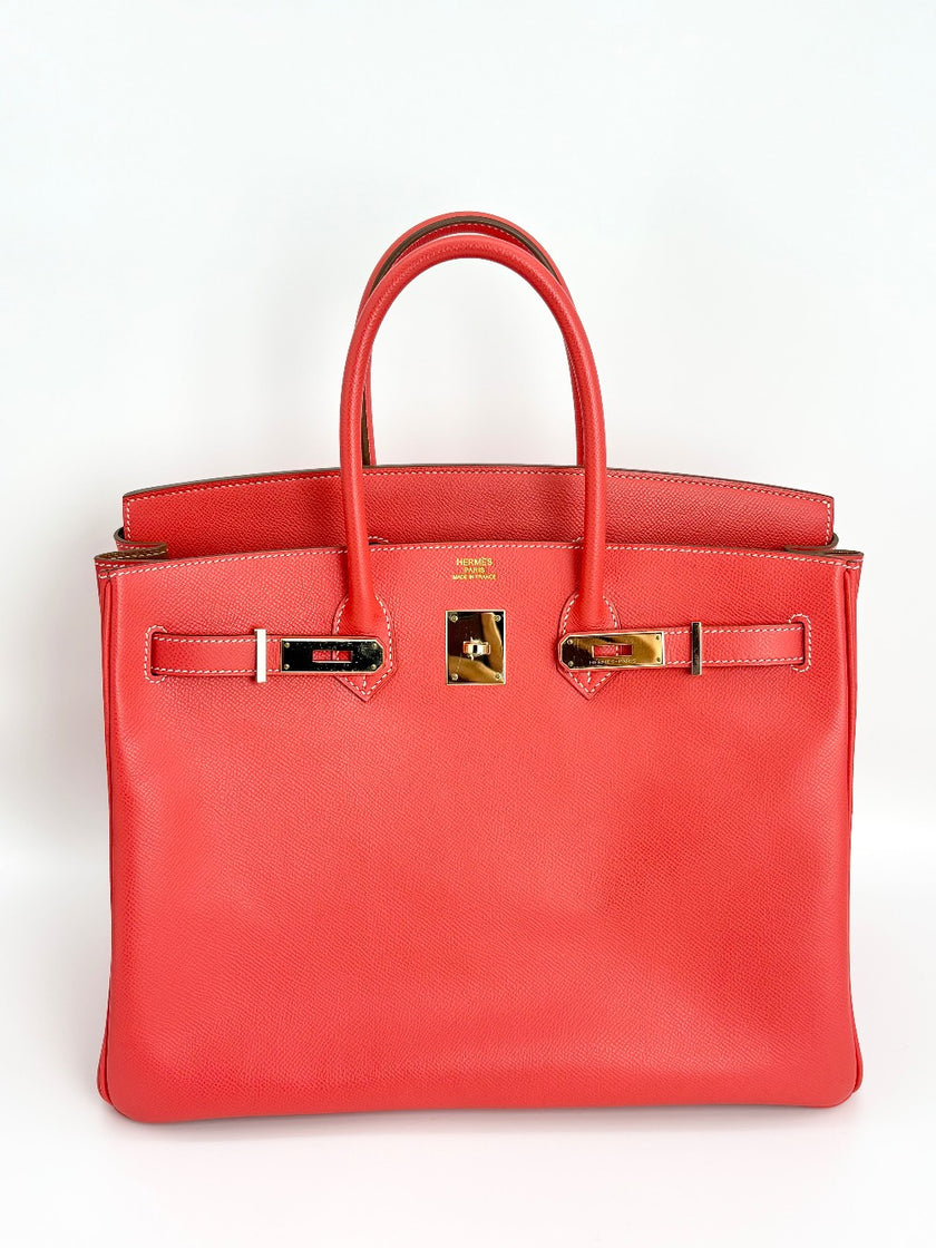 Preowned. Hermes Birkin 35 Flamingo Epsom PHW. P173A|3398