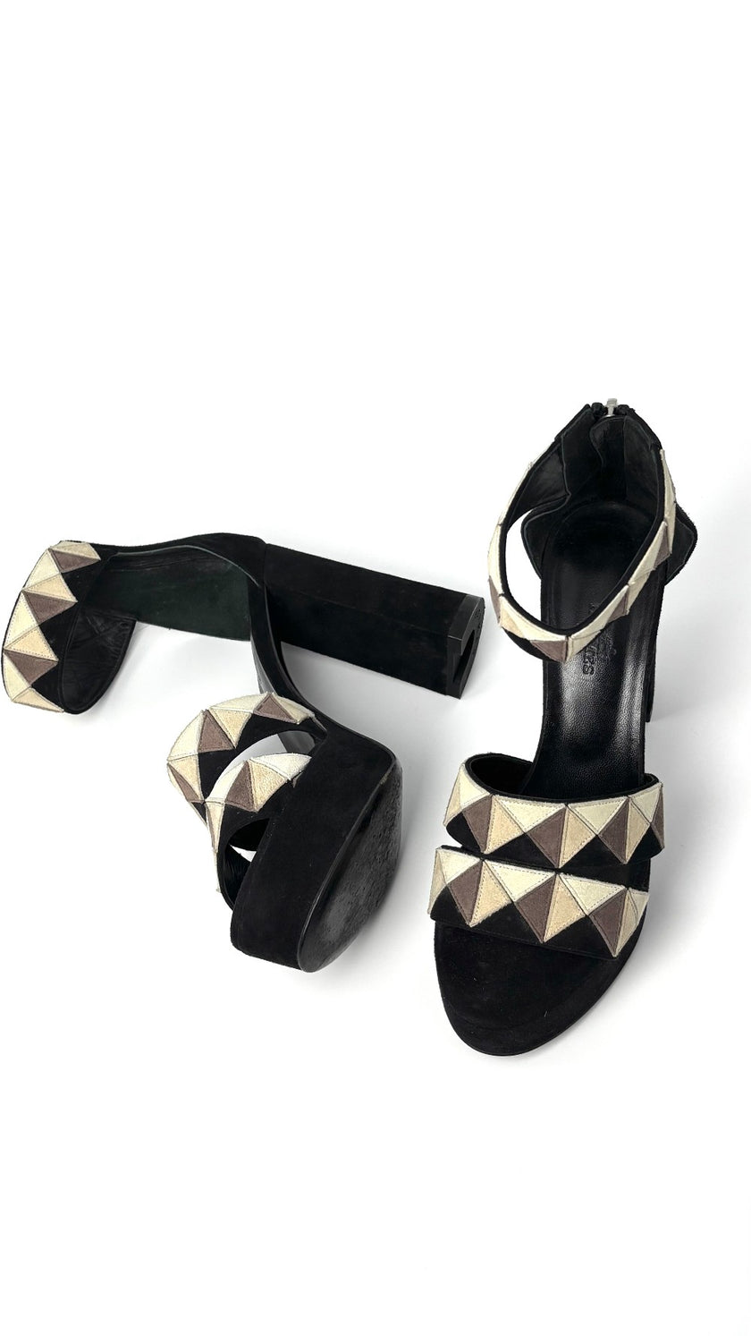 Preowned. Hermes Heels Black. 37|8960