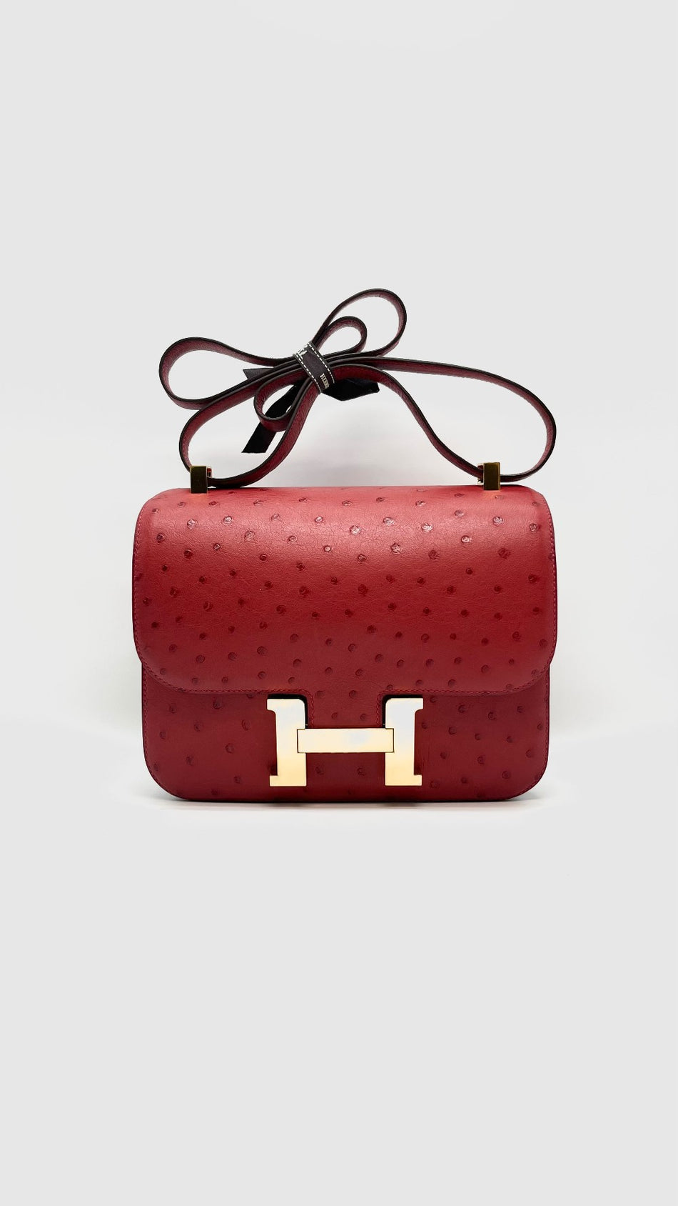 Brand New. Hermes Constance 24 Rouge Vif Ostrich GHW. ASA515UZ|16218