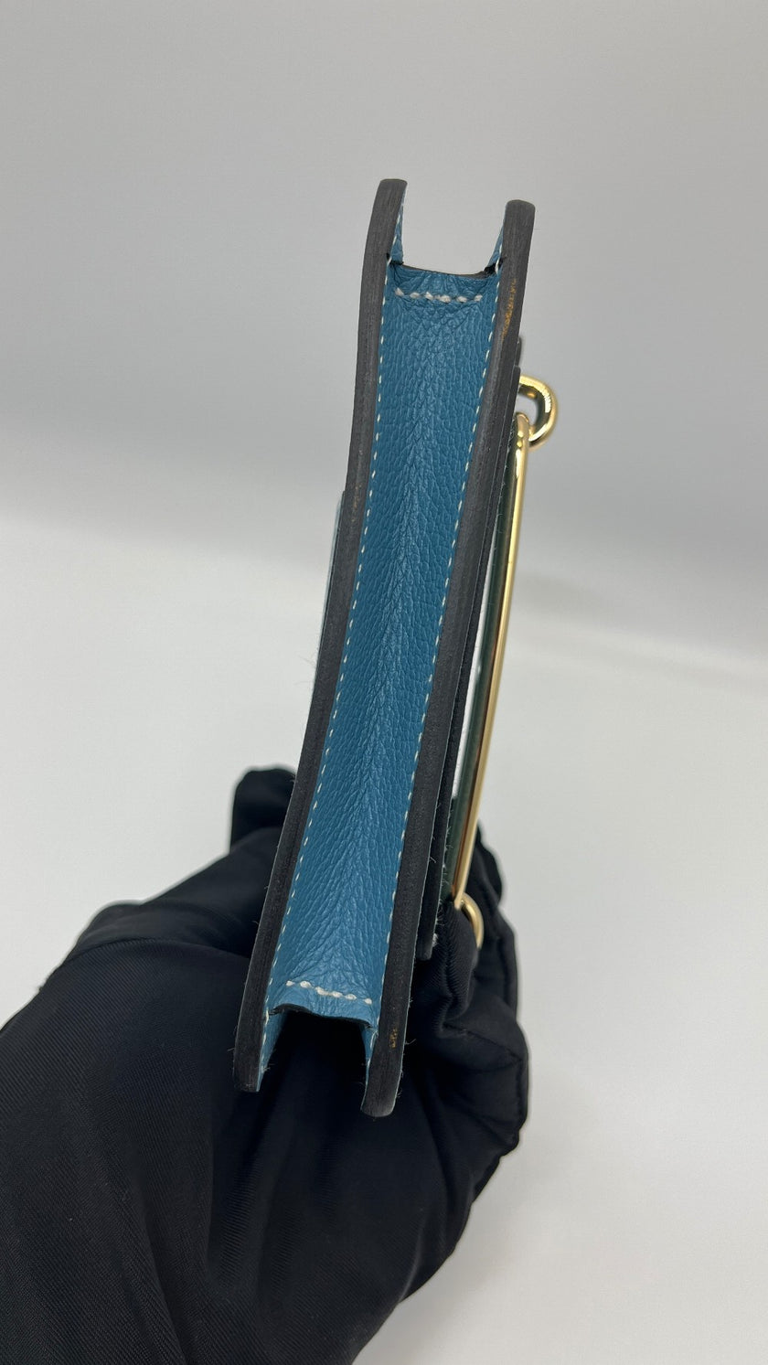 Brand New. Hermes Roulis Slim Passant Blue Jean. BAM011UH|5390