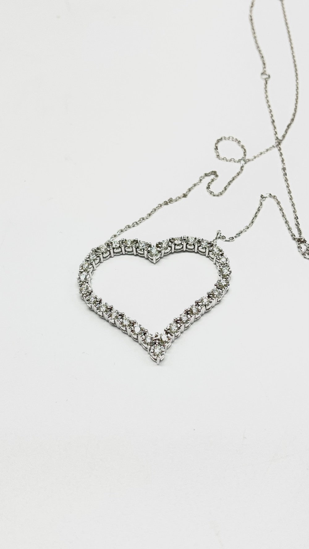 Brand New. HK Setting Open Heart Necklace 1.36CT 14K WG|13506