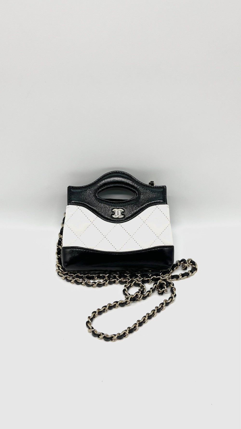 Unused. Chanel 31 Nano Calfskin White/Black GHW. GAL8GG26|13374