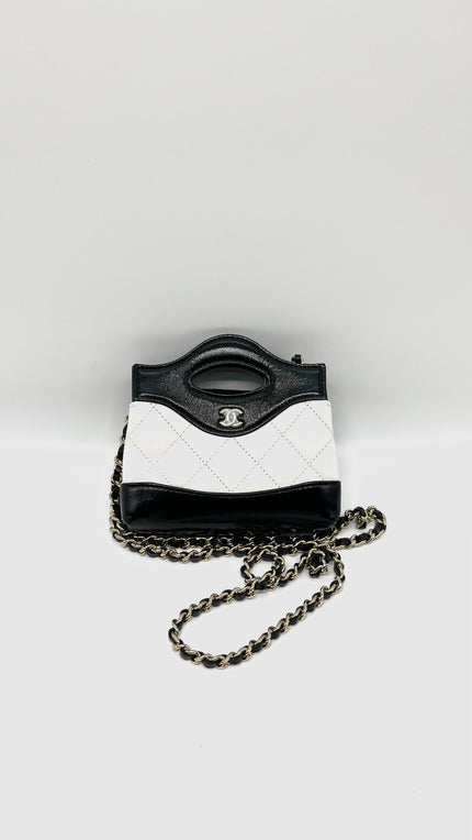 Unused. Chanel 31 Nano Calfskin White/Black GHW. GAL8GG26|13374