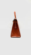 Preowned. Hermes Kelly 28 Croc Orange PHW. H Square Q2509|11526