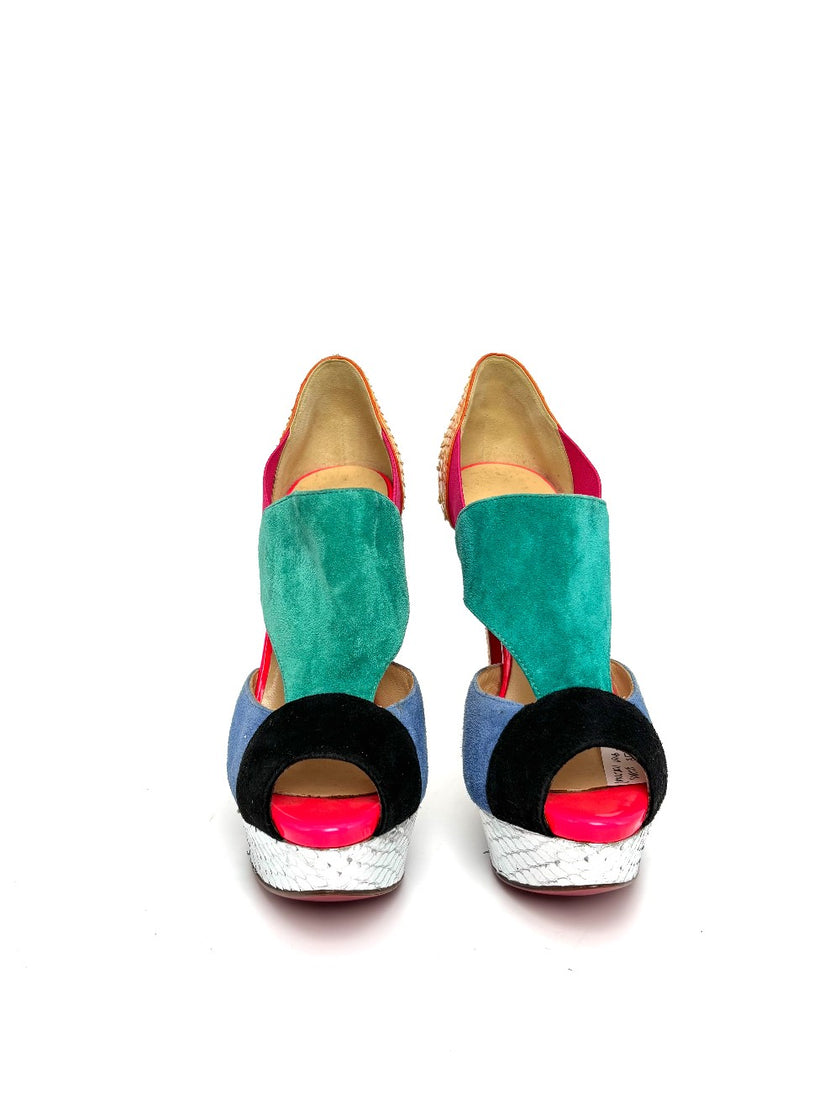 Like New. Louboutin Open Toe Multicolor Heel. 35|10744