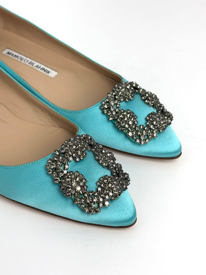Brand New. Manolo Flats Turquoise. 36.5|8336