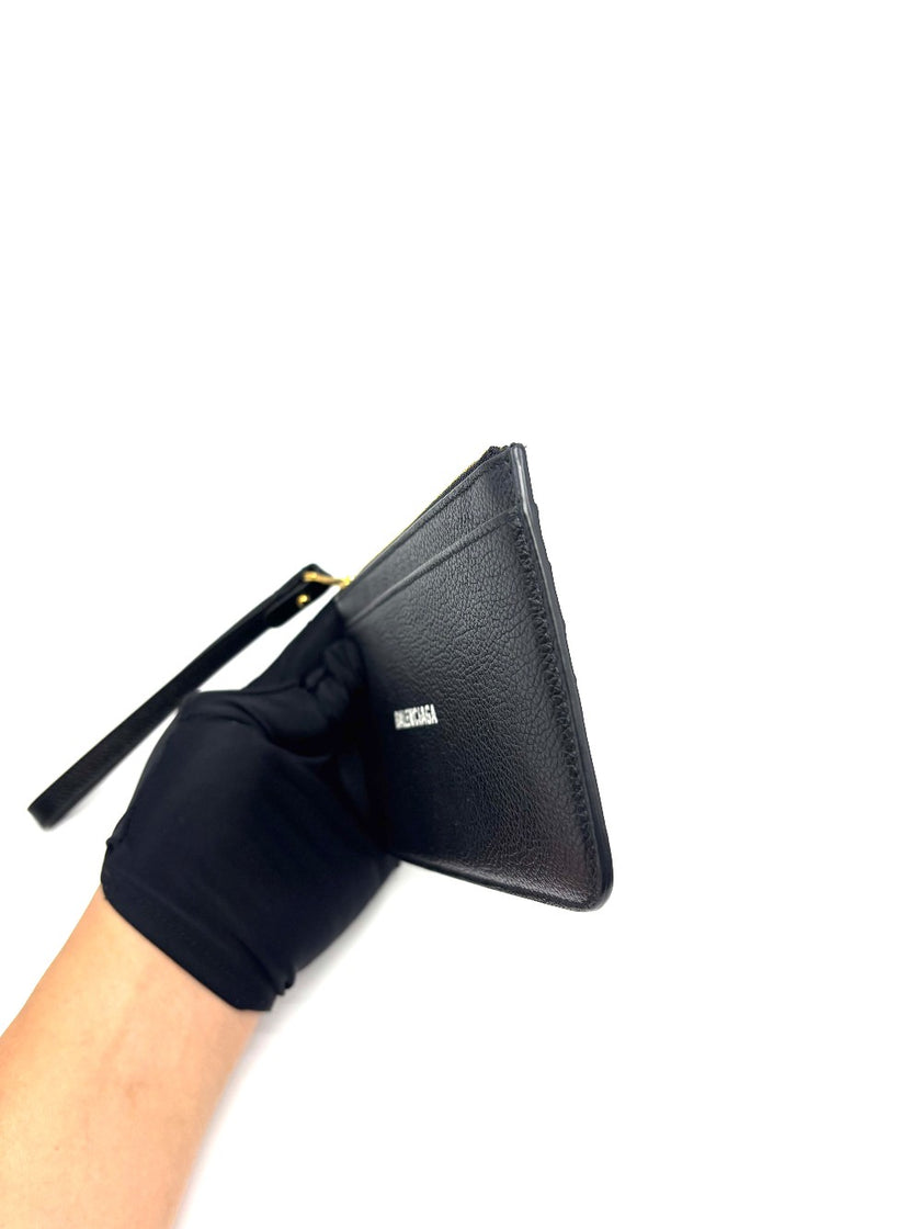 Preowned. Balenciaga Cash Long Coin And Card Holder Black GHW|16920