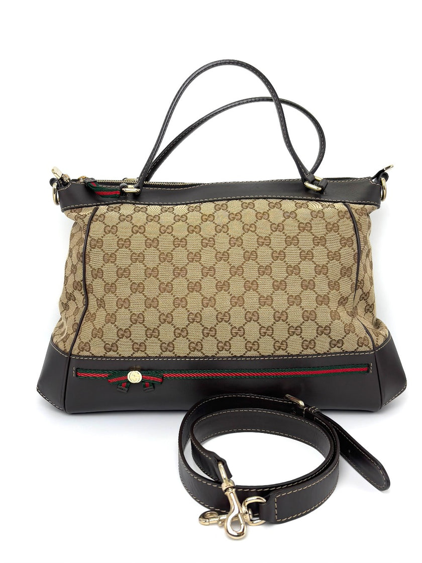 Preowned. Gucci Mayfair Bow Tote Canvass. 257349525040|6407