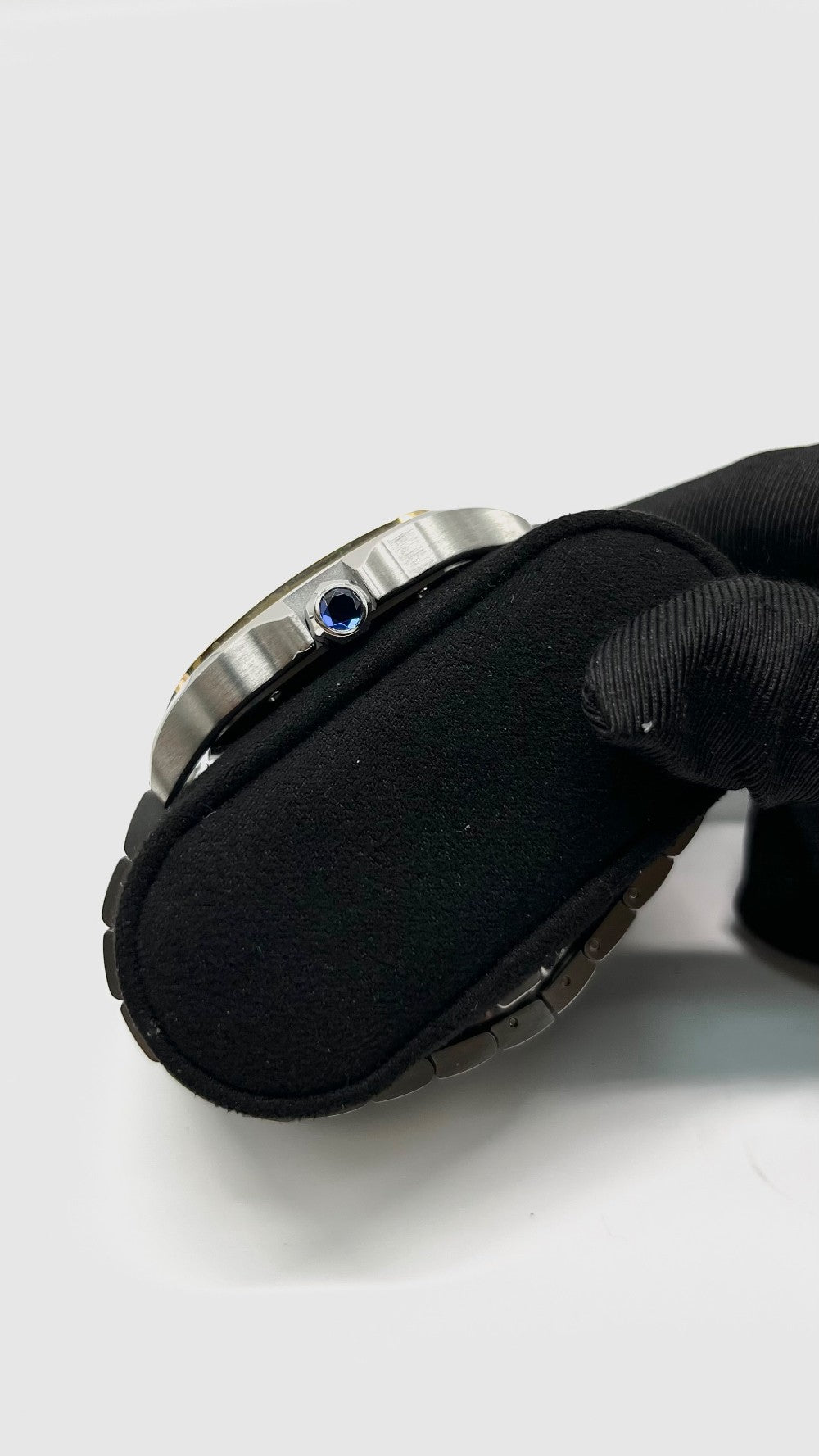 Preowned. Cartier Santos Large Silver Opaline DIal Two Toned Bezel Steel Bracelet 39.8mm 22 Links|10892