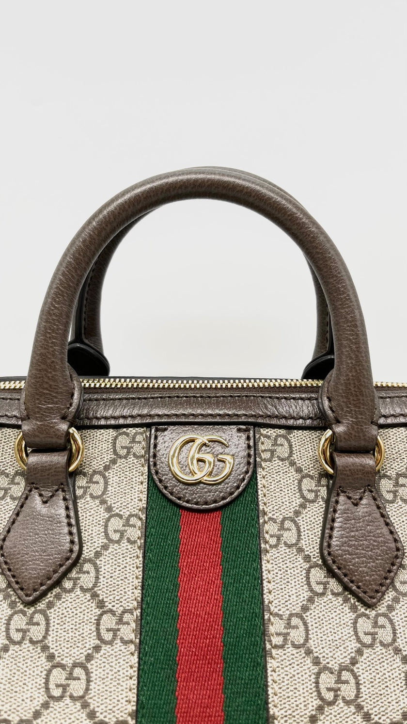 Unsed. Gucci Ophidia Boston GG Supreme Canvas Bag GHW|13391