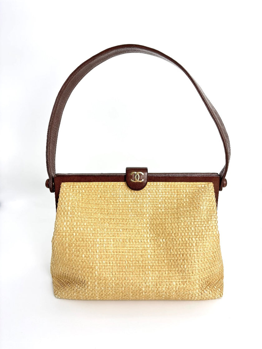 Preowned. Chanel Vintage CC Raffia Beige. 5988701|4146