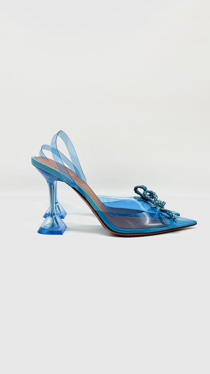 Brand New. Amina Muaddi Rossie Heel Turquoise. 38.5|10950