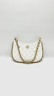 Unused. Chanel Quilted Hobo Chain White Lambskin GHW. L7CLTNEC|12325