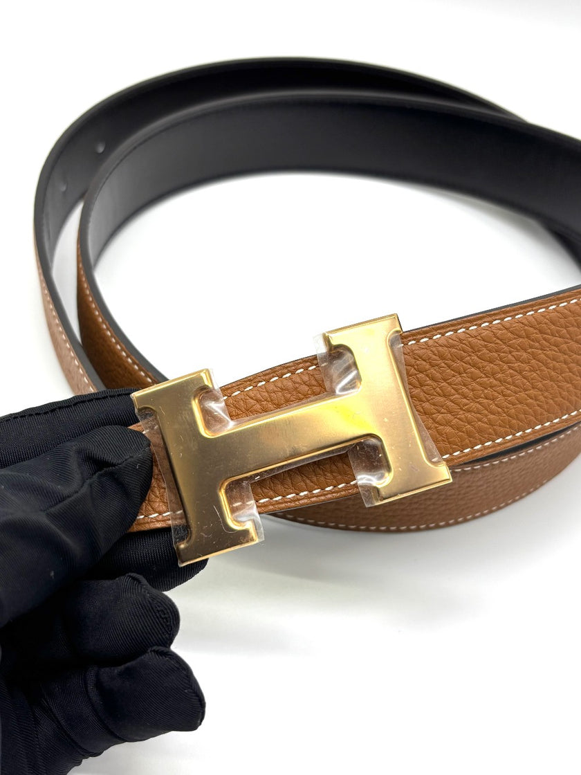Brand New. Hermes Belt Gold/Black RGHW 95. UID020CF|8924
